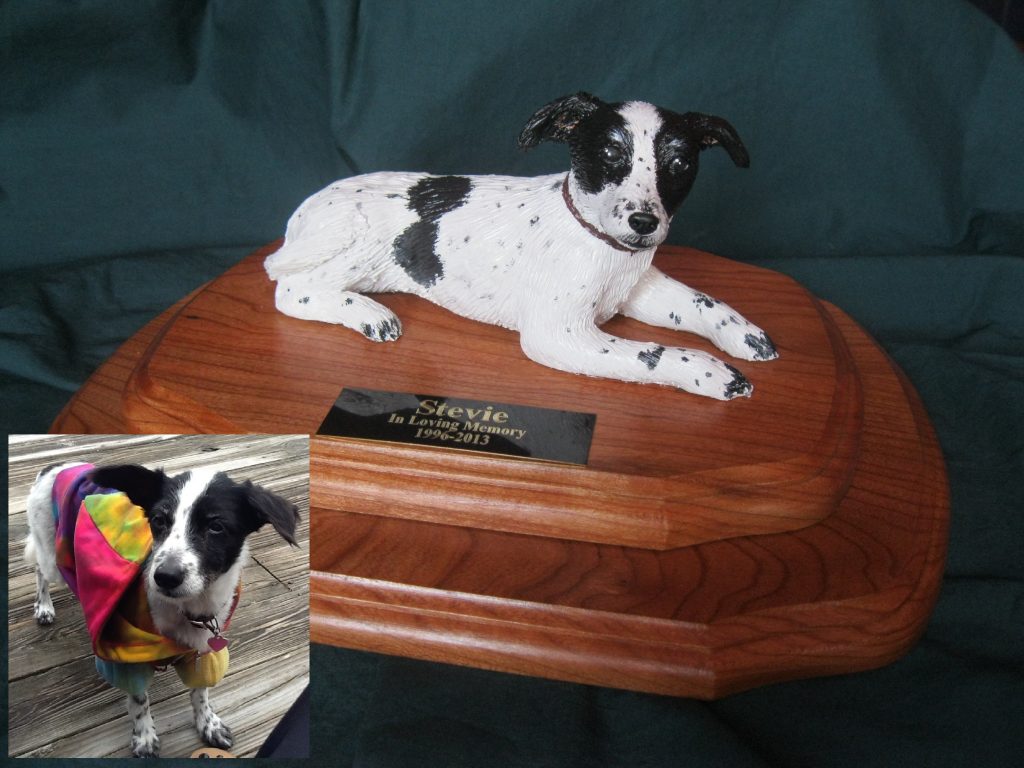 A custom dog statue of little "Stevie."